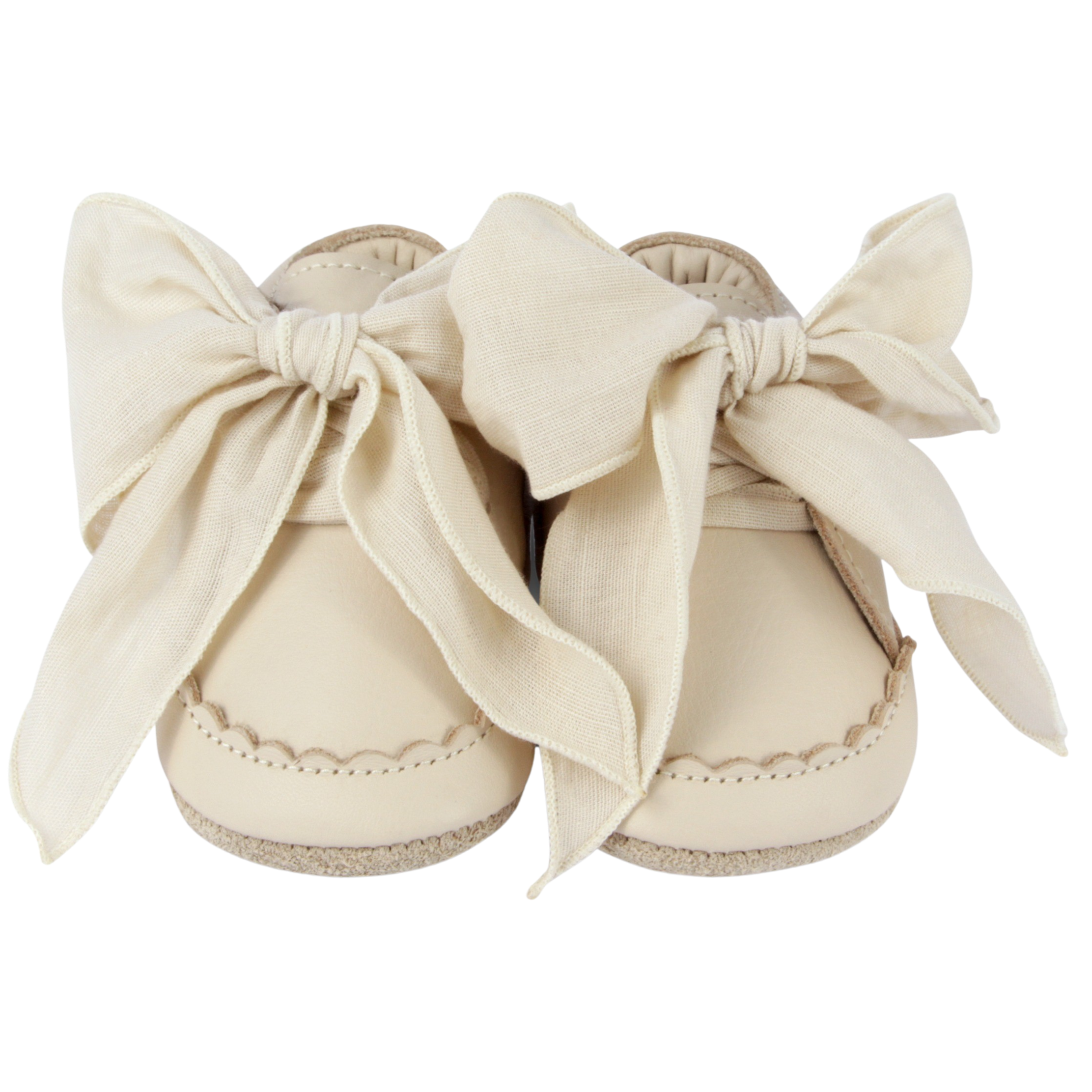 Donsje Baby Girls Cream Leather Bow Shoe Donsje Baby Girls Cream Leather Bow Shoe