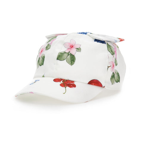 Monnalisa Girls White Floral Cap Monnalisa Girls White Floral Cap