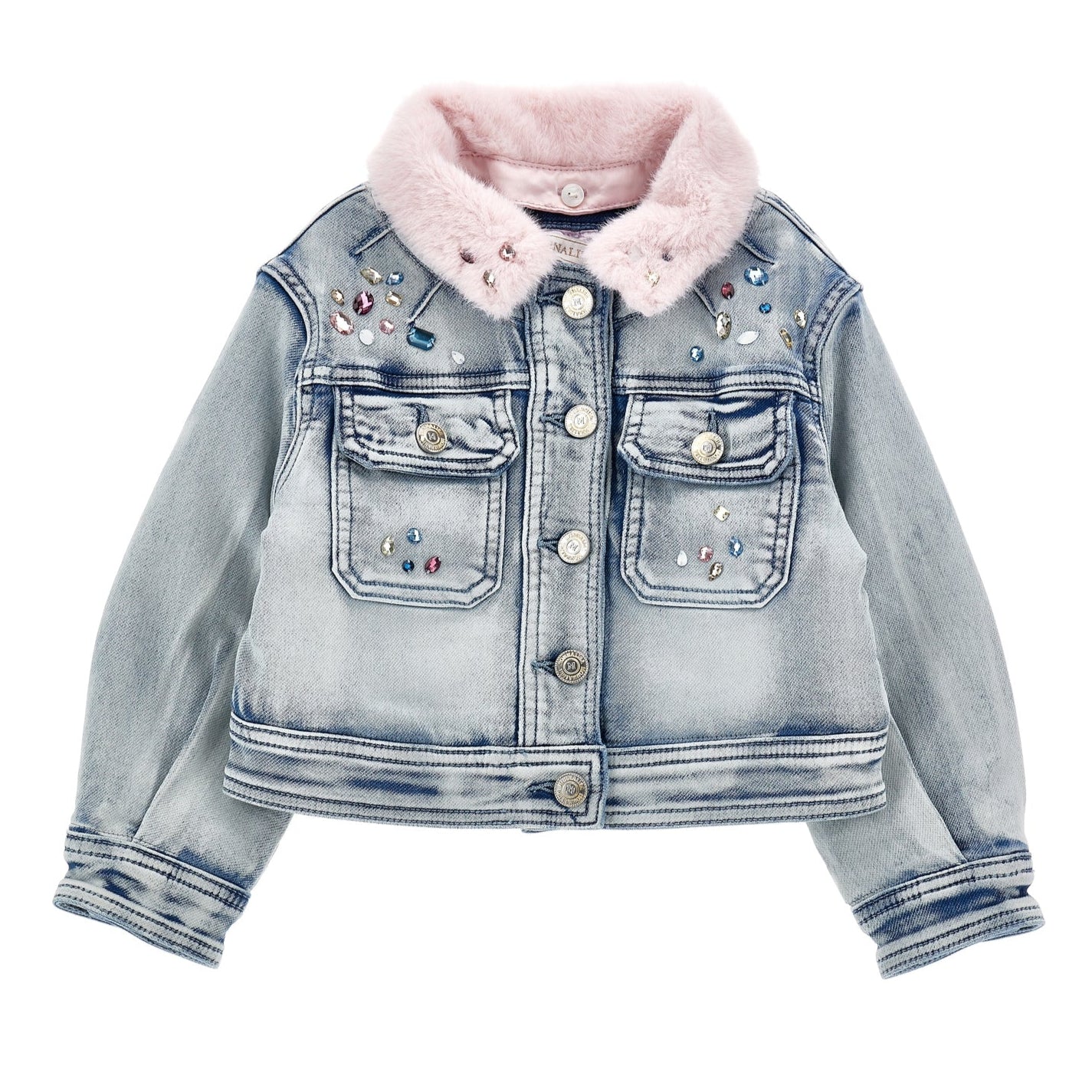 Monnalisa Girls Jewelled Denim Jacket Monnalisa Girls Jewelled Denim Jacket