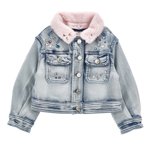 Monnalisa Girls Jewelled Denim Jacket Monnalisa Girls Jewelled Denim Jacket