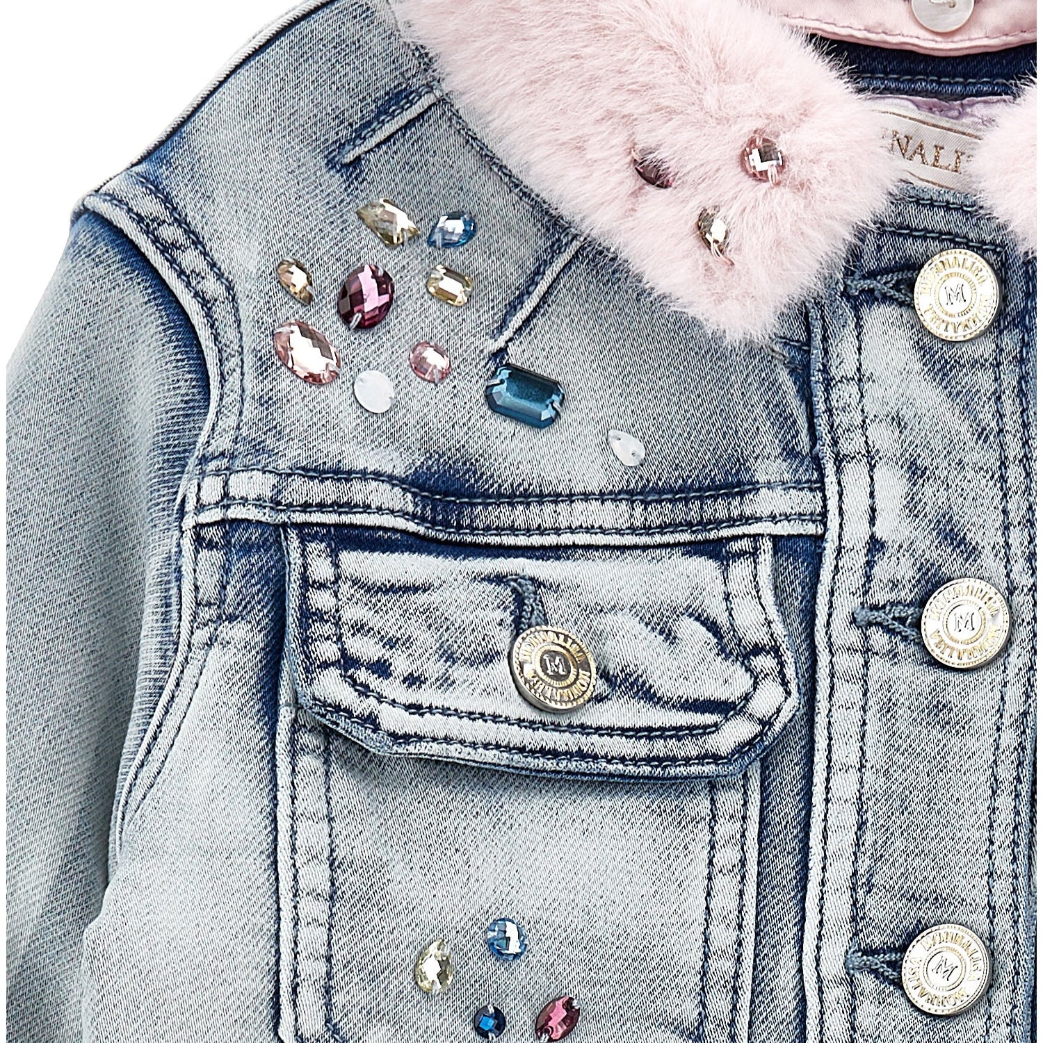 Monnalisa Girls Jewelled Denim Jacket Monnalisa Girls Jewelled Denim Jacket
