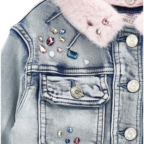 Monnalisa Girls Jewelled Denim Jacket Monnalisa Girls Jewelled Denim Jacket