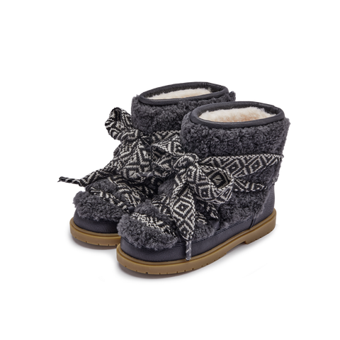 Donsje Girls Navy Sheep Wool Walaya Boots Donsje Girls Navy Sheep Wool Walaya Boots