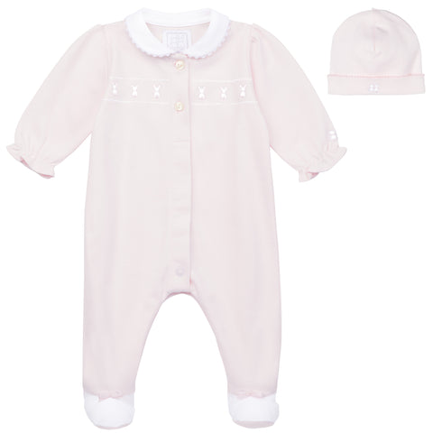 Emile Et Rose Baby Girls Pink Bunny Babygrow with Hat Emile Et Rose Baby Girls Pink Bunny Babygrow with Hat
