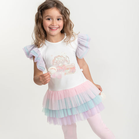 Caramelo Kids Girls Rainbow Tulle Legging Set Caramelo Kids Girls Rainbow Tulle Legging Set