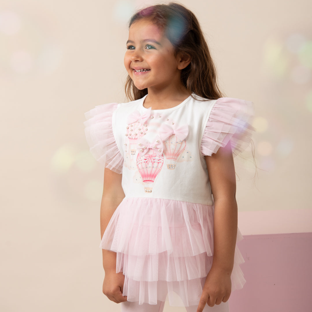 Caramelo Kids Girls Pink Tulle Legging Set Caramelo Kids Girls Pink Tulle Legging Set