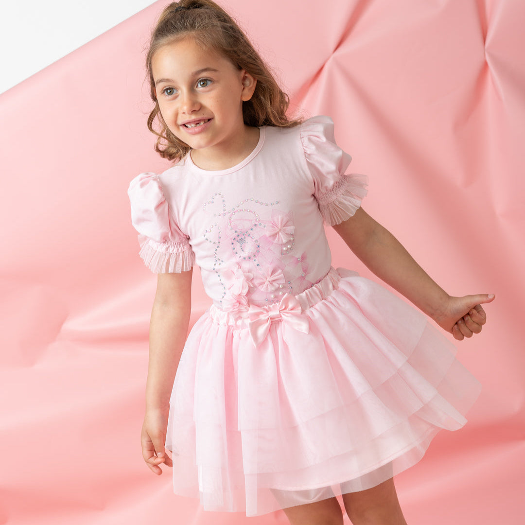 Caramelo Kids Girls Pink Tulle Skirt Set Caramelo Kids Girls Pink Tulle Skirt Set