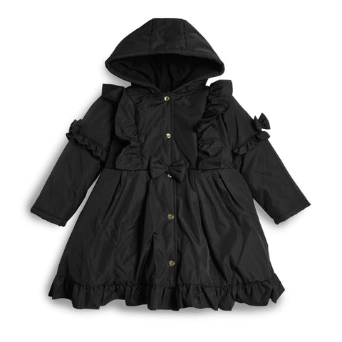 Caramelo Kids Girls Black Frill Coat Caramelo Kids Girls Black Frill Coat