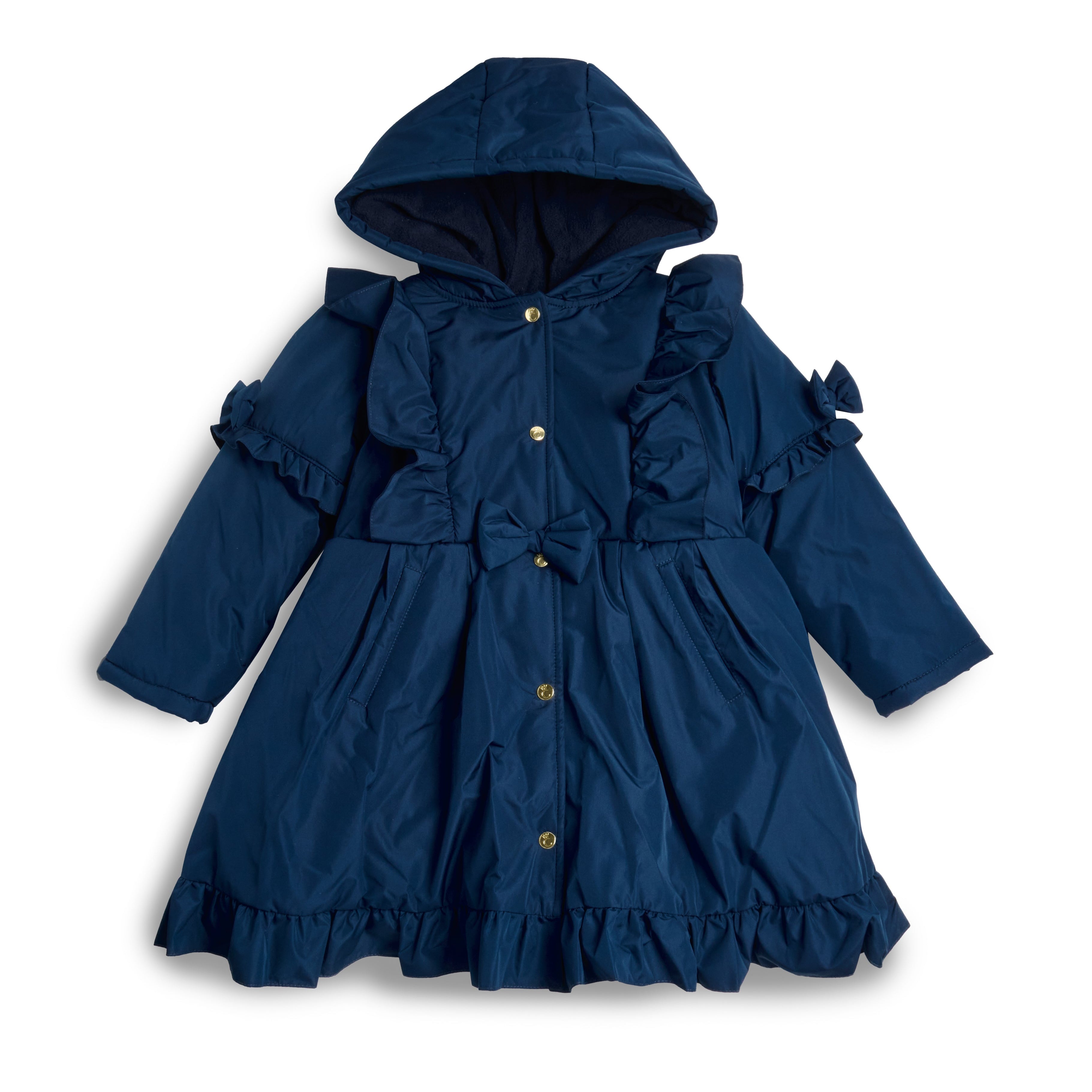 Caramelo Kids Girls Navy Frill Coat Caramelo Kids Girls Navy Frill Coat