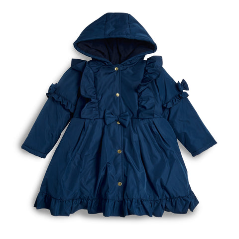 Caramelo Kids Girls Navy Frill Coat Caramelo Kids Girls Navy Frill Coat