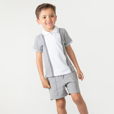 Caramelo Kids Boys Grey Polo Short Set Caramelo Kids Boys Grey Polo Short Set