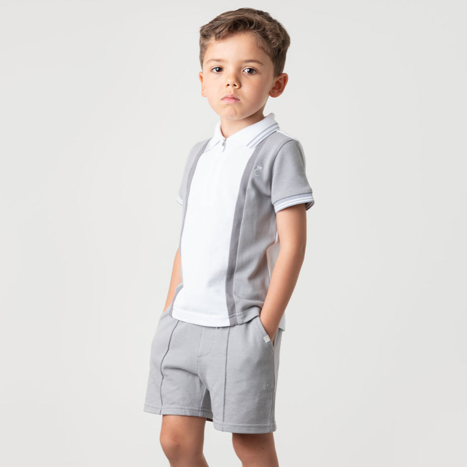 Caramelo Kids Boys Grey Polo Short Set Caramelo Kids Boys Grey Polo Short Set