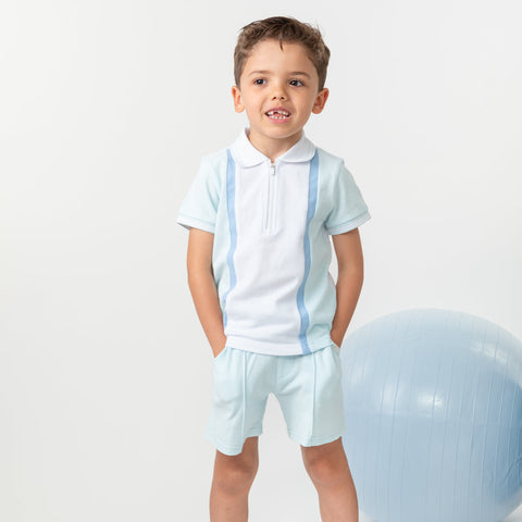 Caramelo Kids Boys Blue Polo Short Set Caramelo Kids Boys Blue Polo Short Set