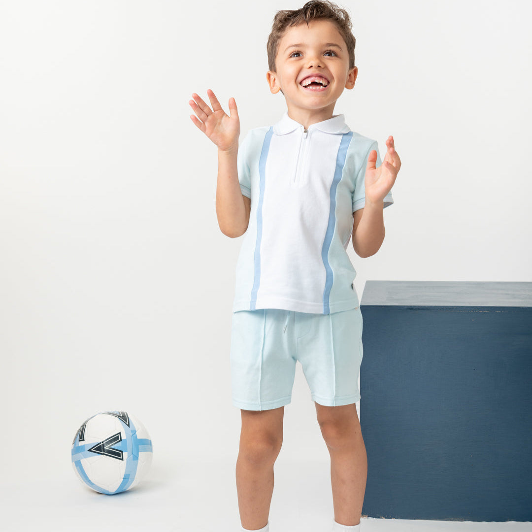 Caramelo Kids Boys Blue Polo Short Set Caramelo Kids Boys Blue Polo Short Set