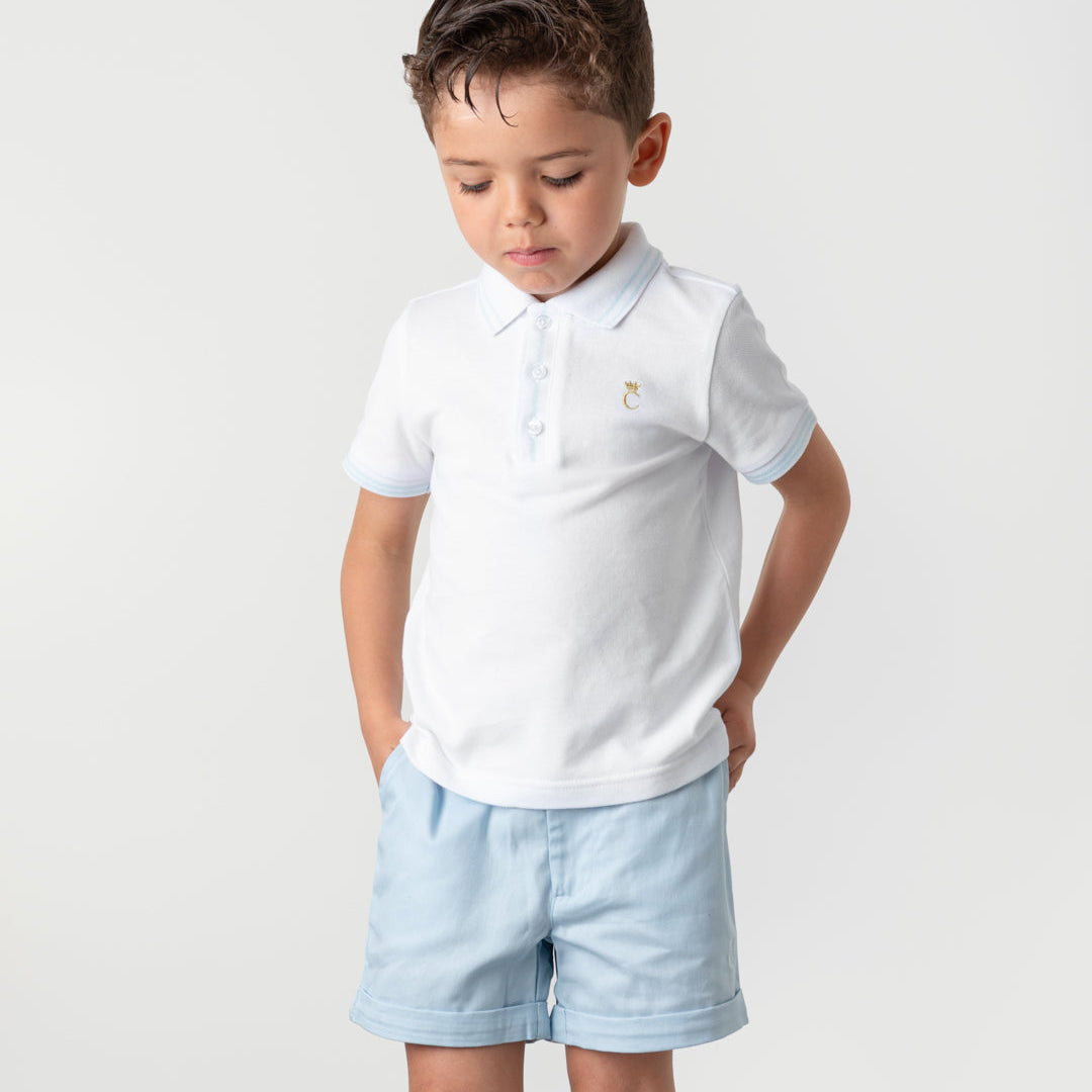 Caramelo Kids Boys Blue Polo Short Set Caramelo Kids Boys Blue Polo Short Set