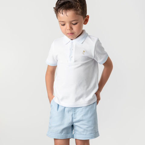 Caramelo Kids Boys Blue Polo Short Set Caramelo Kids Boys Blue Polo Short Set