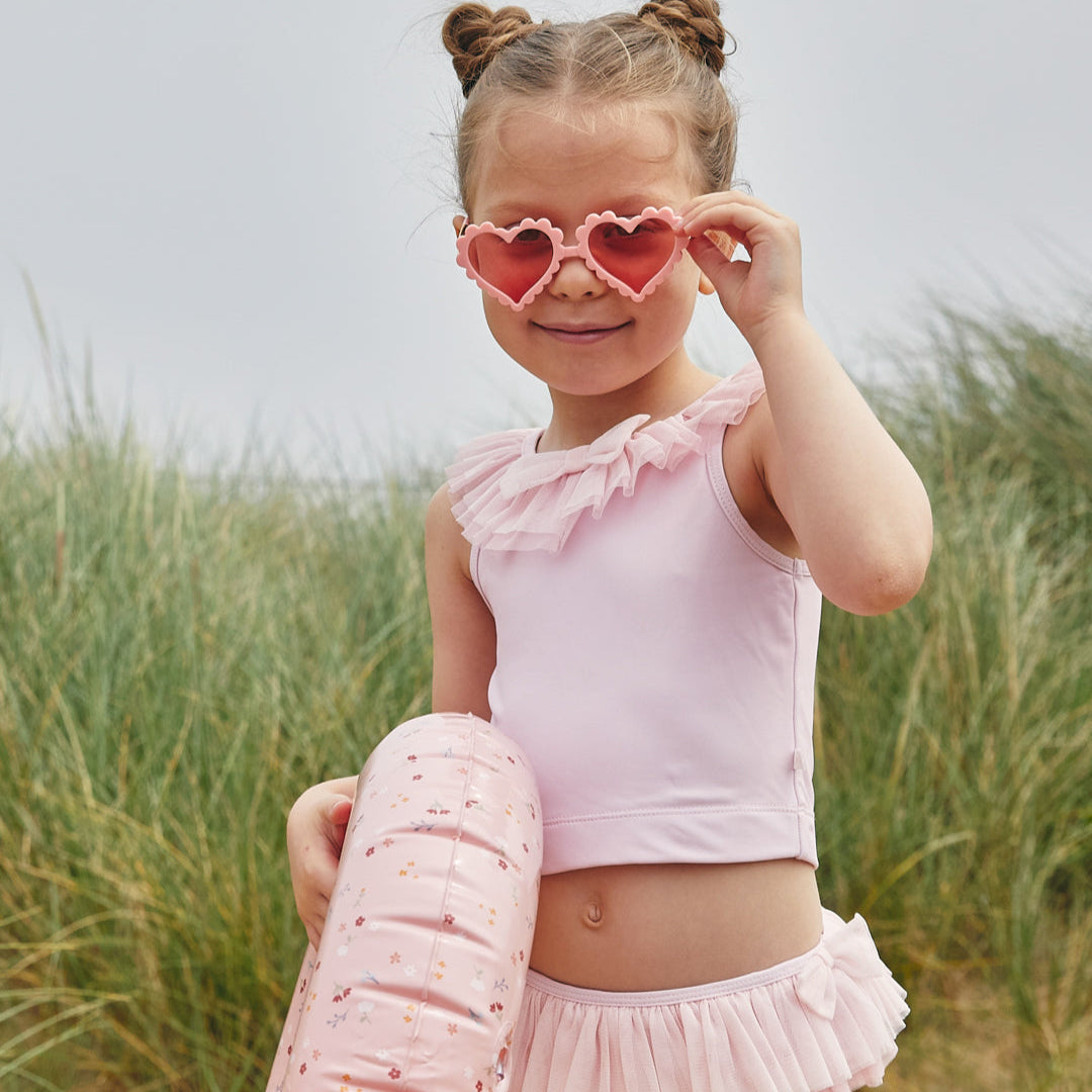 Caramelo Kids Girls Pink Tulle Frill Tankini & Glasses Caramelo Kids Girls Pink Tulle Frill Tankini & Glasses