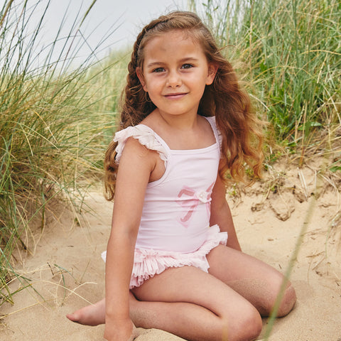 Caramelo Kids Girls Pink Tulle Frill Swimsuit Caramelo Kids Girls Pink Tulle Frill Swimsuit