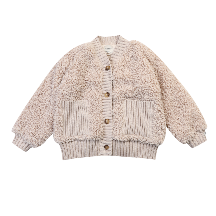 Donsje Unisex Taupe Teddy Olaan Cardigan Donsje Unisex Taupe Teddy Olaan Cardigan