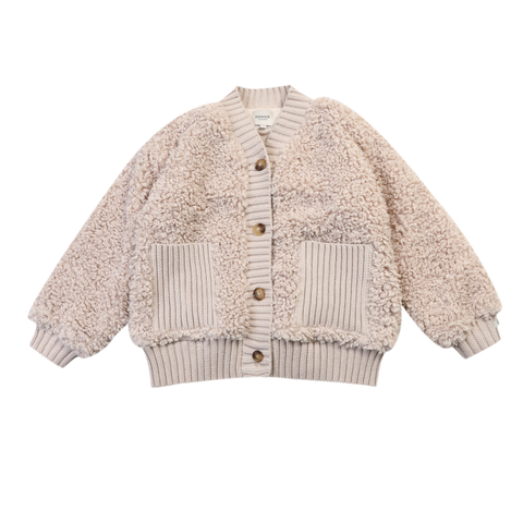 Donsje Unisex Taupe Teddy Olaan Cardigan Donsje Unisex Taupe Teddy Olaan Cardigan