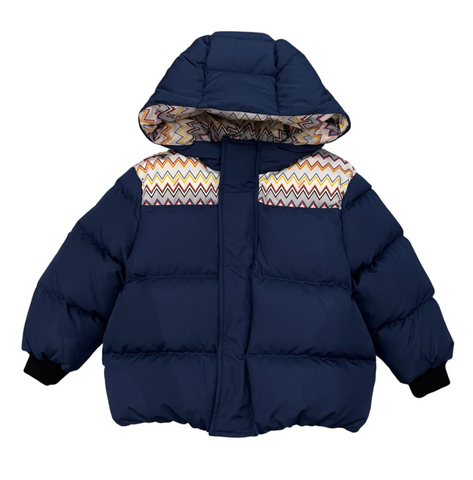 Missoni Kids Boys Navy Zig Zag Down Jacket Missoni Kids Boys Navy Zig Zag Down Jacket