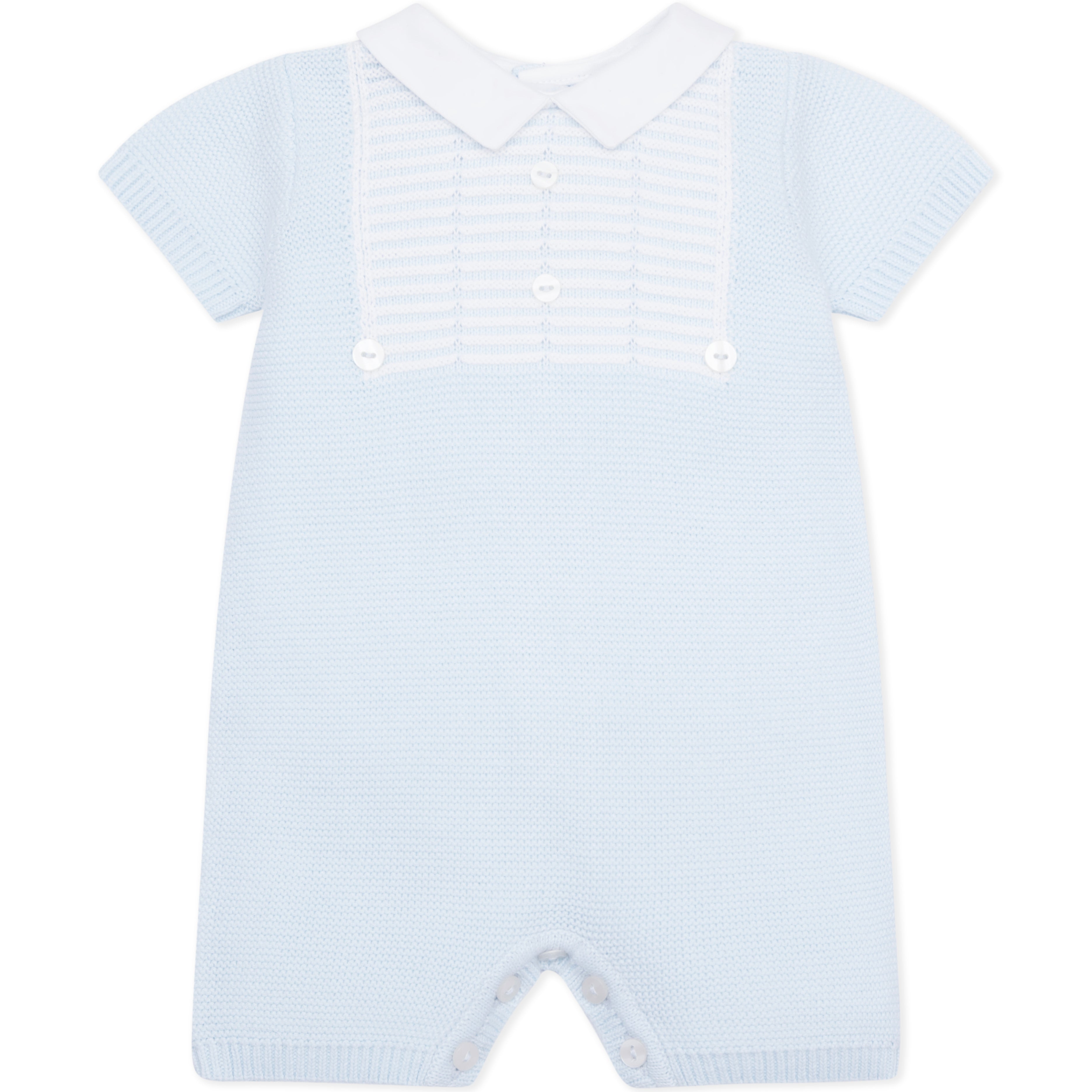 Emile Et Rose Baby Boys Blue Knitted Collard Romper Emile Et Rose Baby Boys Blue Knitted Collard Romper