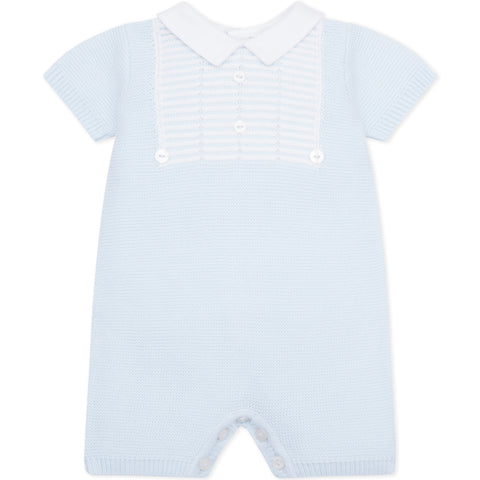 Emile Et Rose Baby Boys Blue Knitted Collard Romper Emile Et Rose Baby Boys Blue Knitted Collard Romper