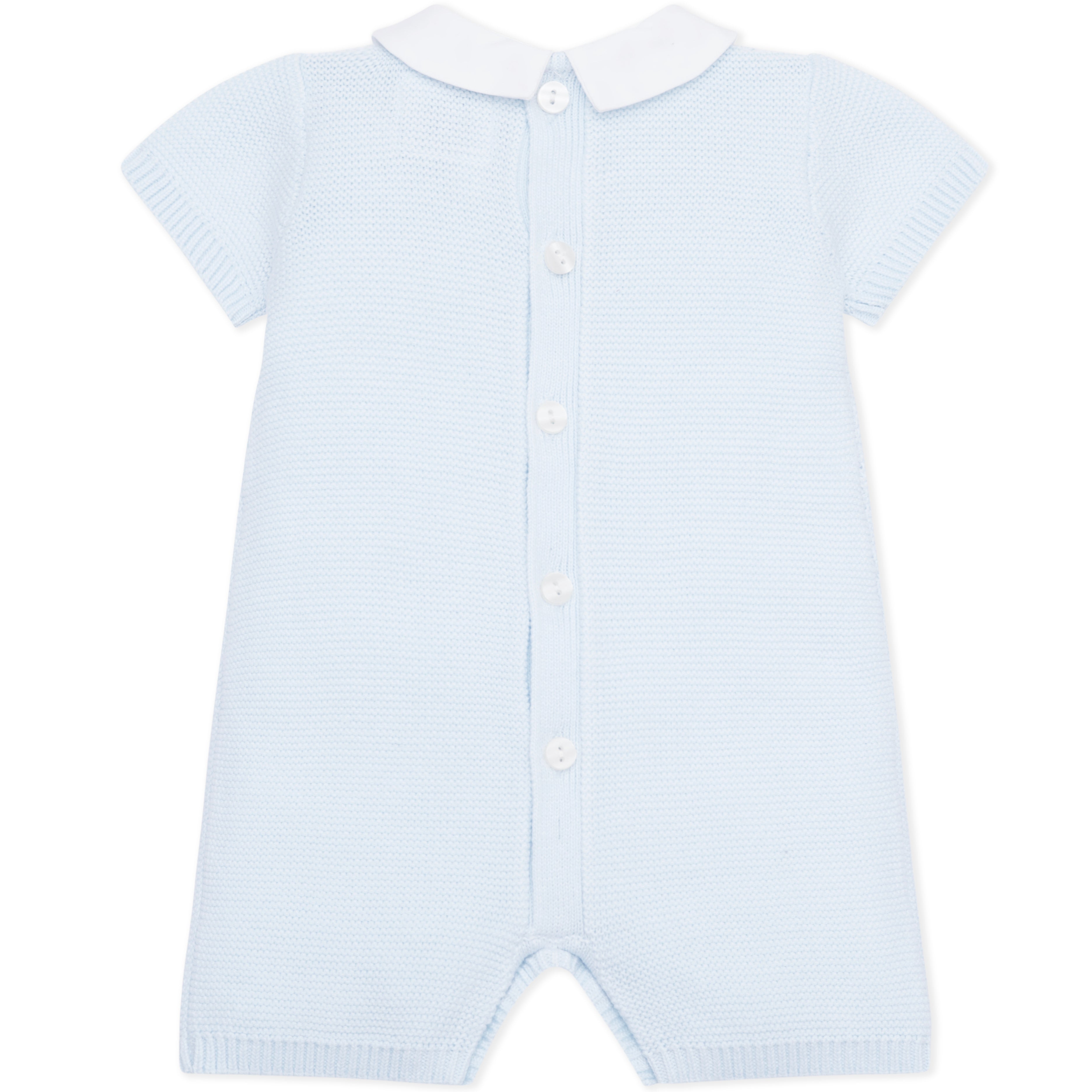 Emile Et Rose Baby Boys Blue Knitted Collard Romper Emile Et Rose Baby Boys Blue Knitted Collard Romper