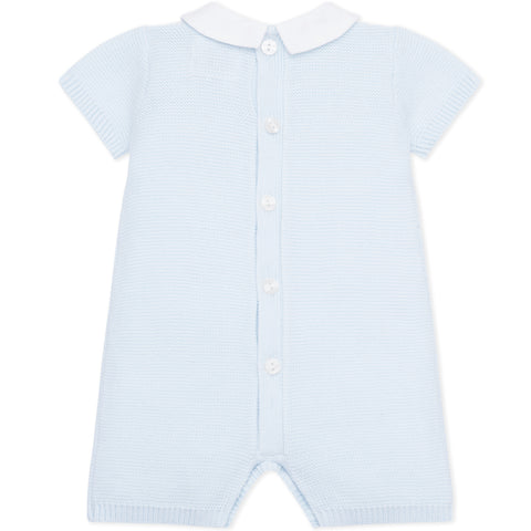 Emile Et Rose Baby Boys Blue Knitted Collard Romper Emile Et Rose Baby Boys Blue Knitted Collard Romper