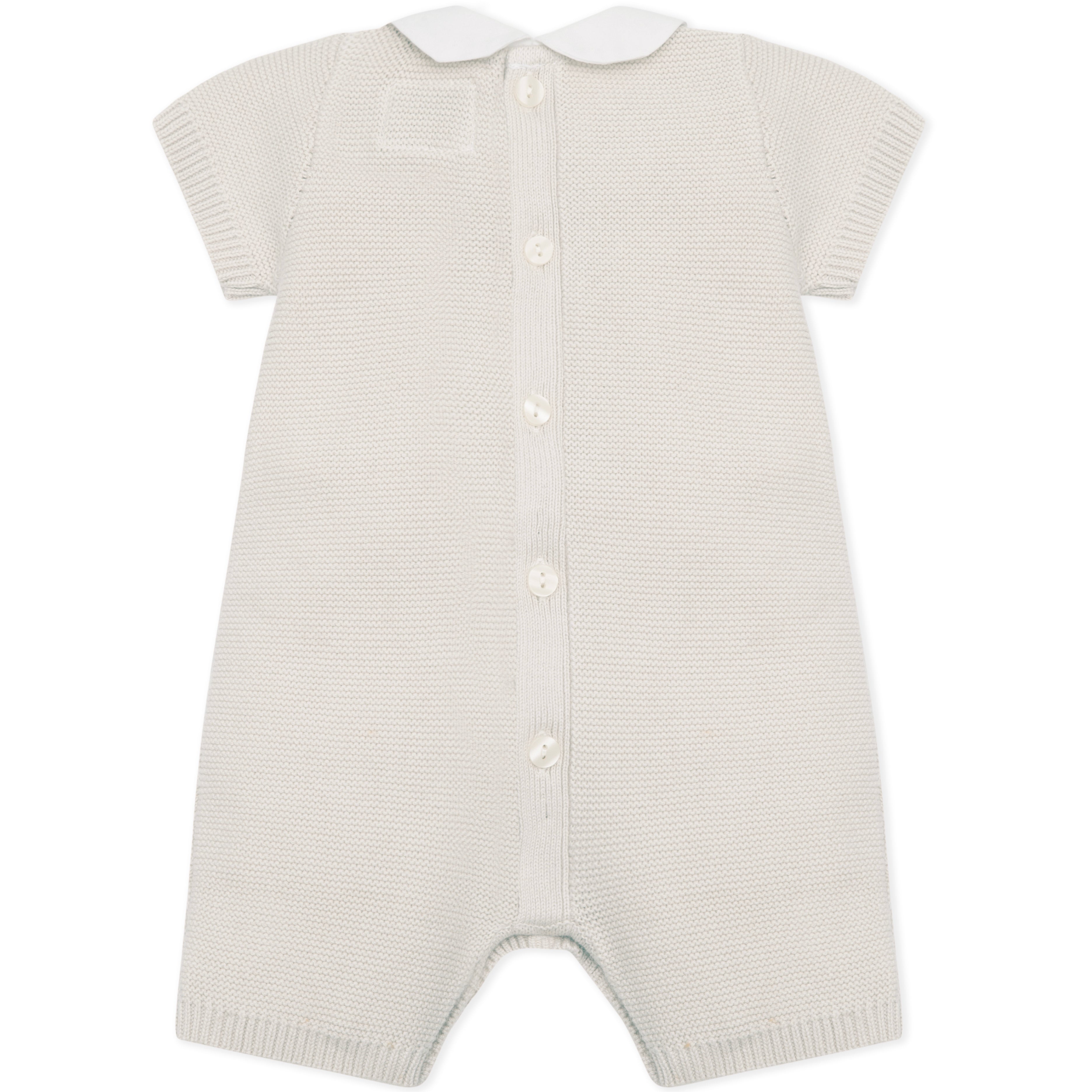 Emile Et Rose Baby Boys Beige Knitted Collard Romper Emile Et Rose Baby Boys Beige Knitted Collard Romper