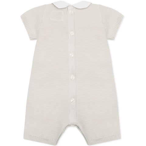 Emile Et Rose Baby Boys Beige Knitted Collard Romper Emile Et Rose Baby Boys Beige Knitted Collard Romper