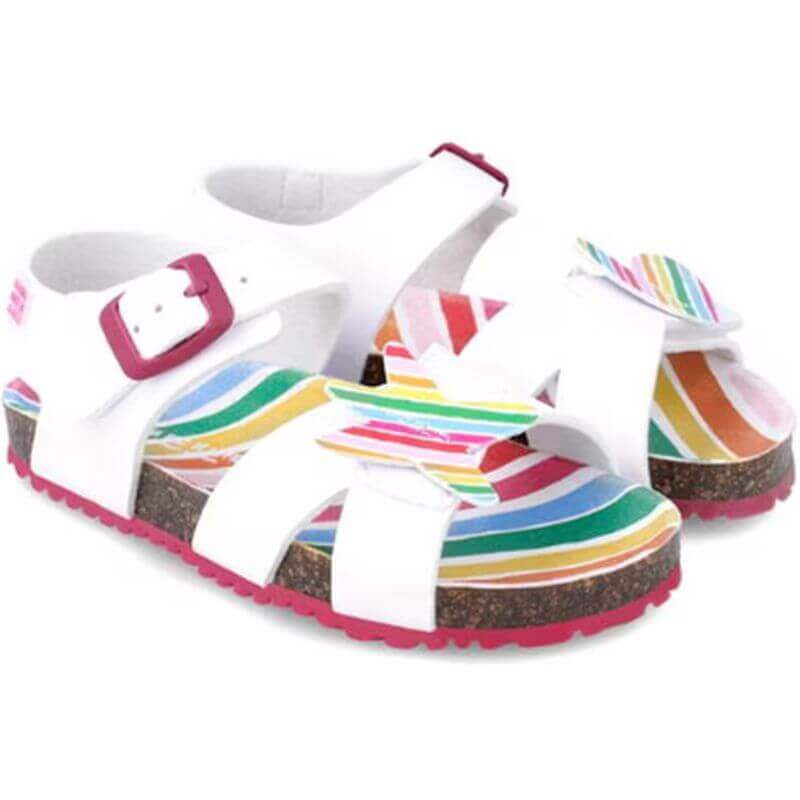 Agatha Ruiz De La Prada Girls Striped Heart Sandals Agatha Ruiz De La Prada Girls Striped Heart Sandals