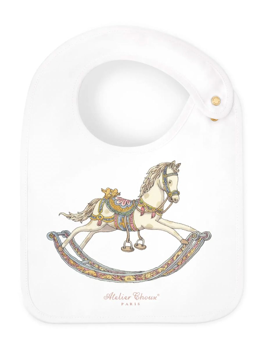 Atelier Choux Paris White Rocking Horse Bib Atelier Choux Paris White Rocking Horse Bib