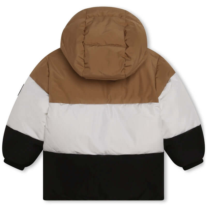 BOSS Baby Boys Camel & Black Stripe Puffer Coat BOSS Baby Boys Camel & Black Stripe Puffer Coat