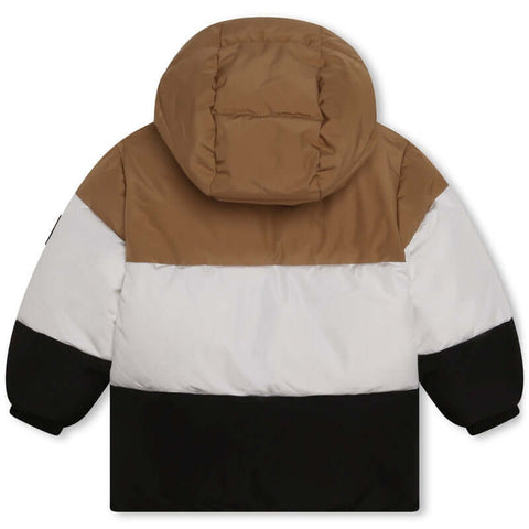 BOSS Baby Boys Camel & Black Stripe Puffer Coat BOSS Baby Boys Camel & Black Stripe Puffer Coat