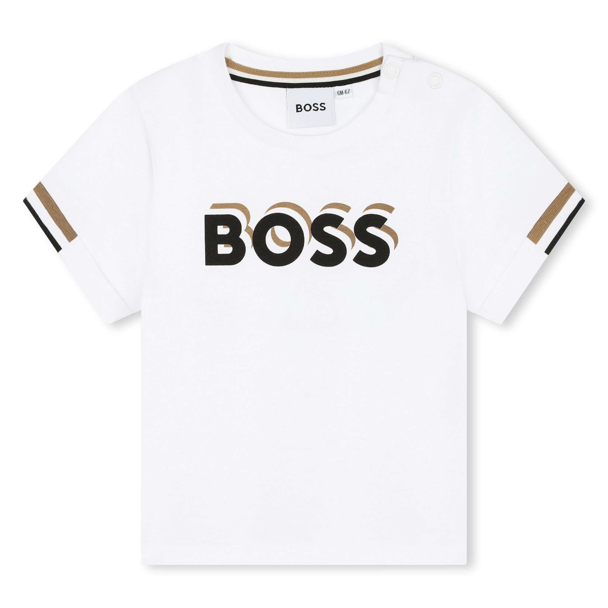 BOSS Baby Boys White & Brown Cotton Short Set BOSS Baby Boys White & Brown Cotton Short Set