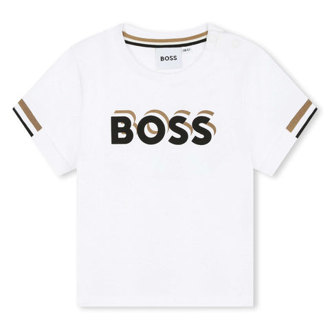 BOSS Baby Boys White & Brown Cotton Short Set BOSS Baby Boys White & Brown Cotton Short Set