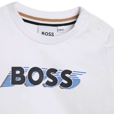 BOSS Baby Boys White Logo Long Sleeve T-Shirt BOSS Baby Boys White Logo Long Sleeve T-Shirt