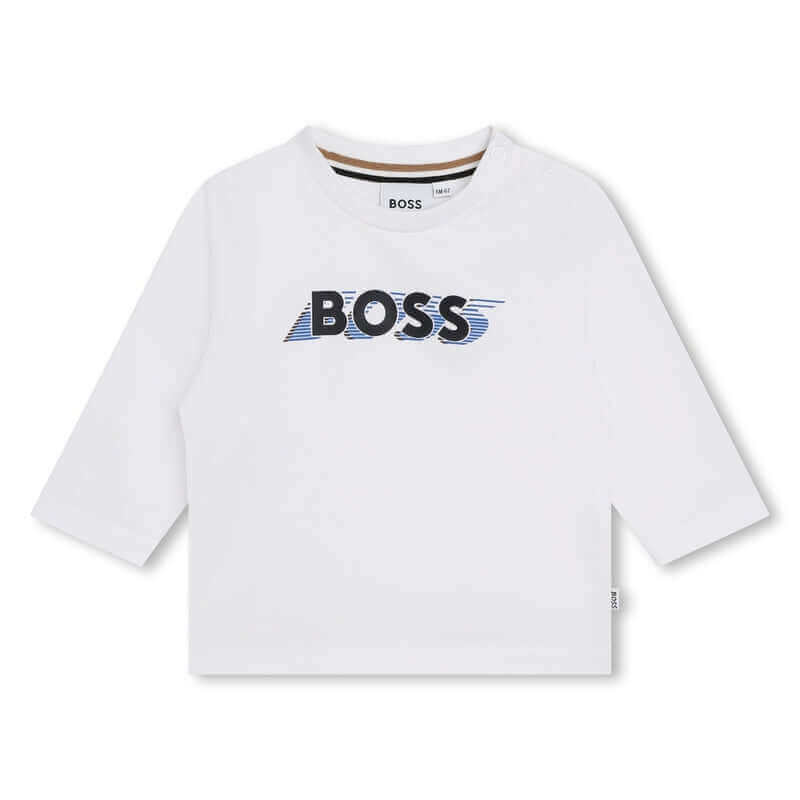 BOSS Baby Boys White Logo Long Sleeve T-Shirt BOSS Baby Boys White Logo Long Sleeve T-Shirt