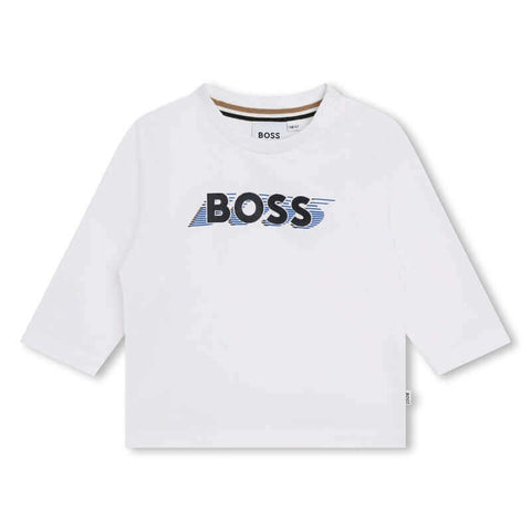 BOSS Baby Boys White Logo Long Sleeve T-Shirt BOSS Baby Boys White Logo Long Sleeve T-Shirt