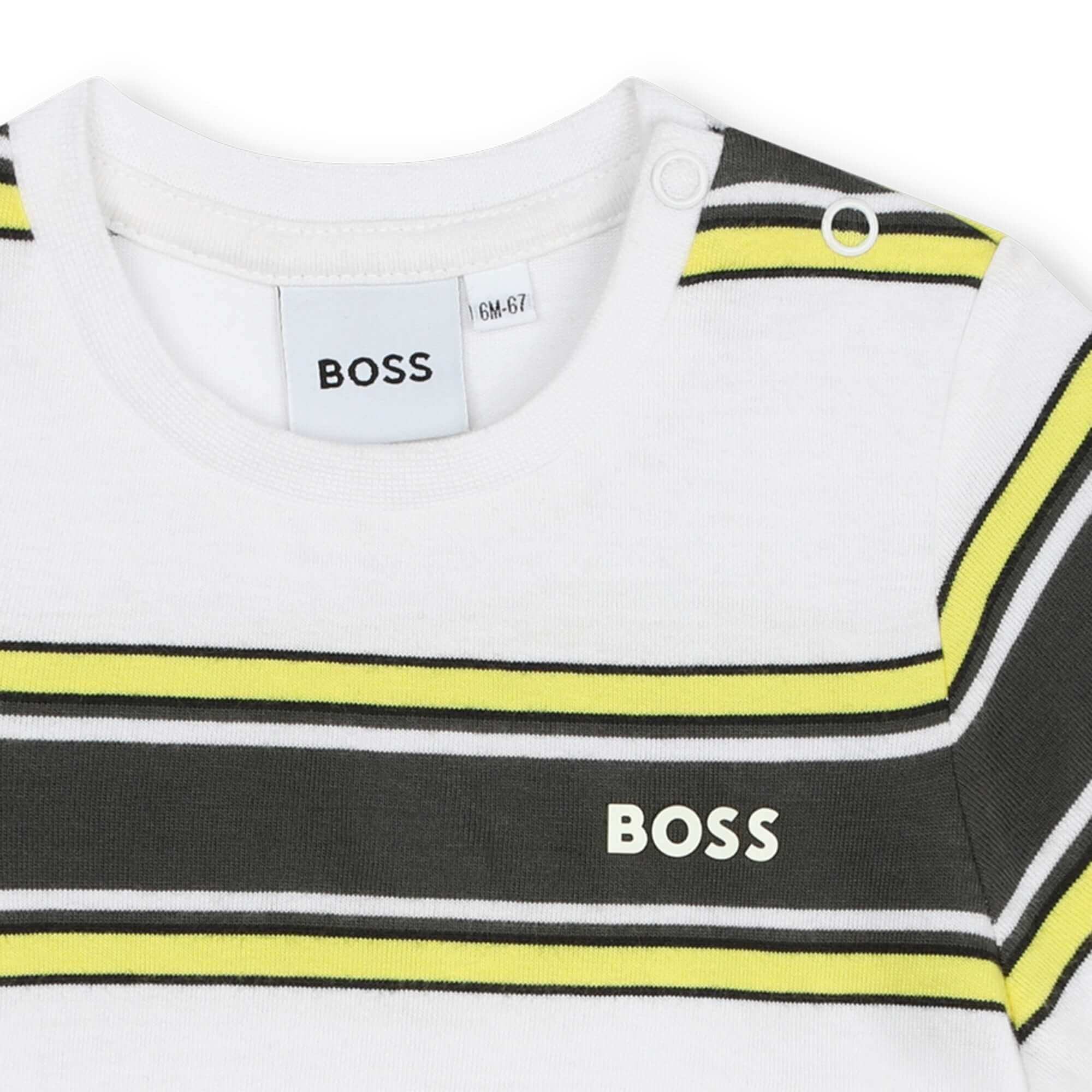 BOSS Baby Boys Yellow & Navy Stripe Short Sleeve T-Shirt BOSS Baby Boys Yellow & Navy Stripe Short Sleeve T-Shirt
