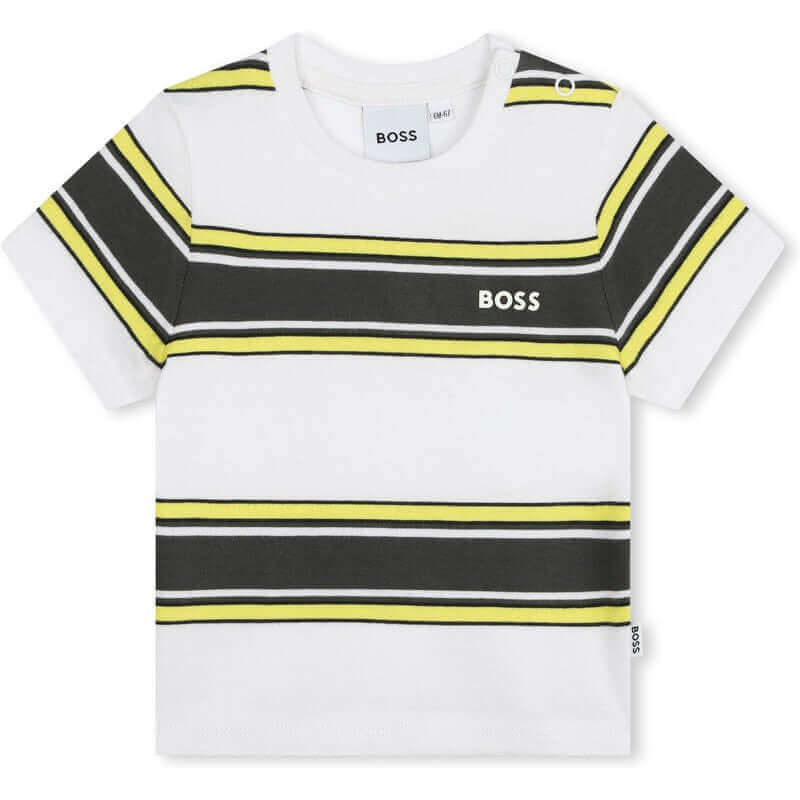 BOSS Baby Boys Yellow & Navy Stripe Short Sleeve T-Shirt BOSS Baby Boys Yellow & Navy Stripe Short Sleeve T-Shirt