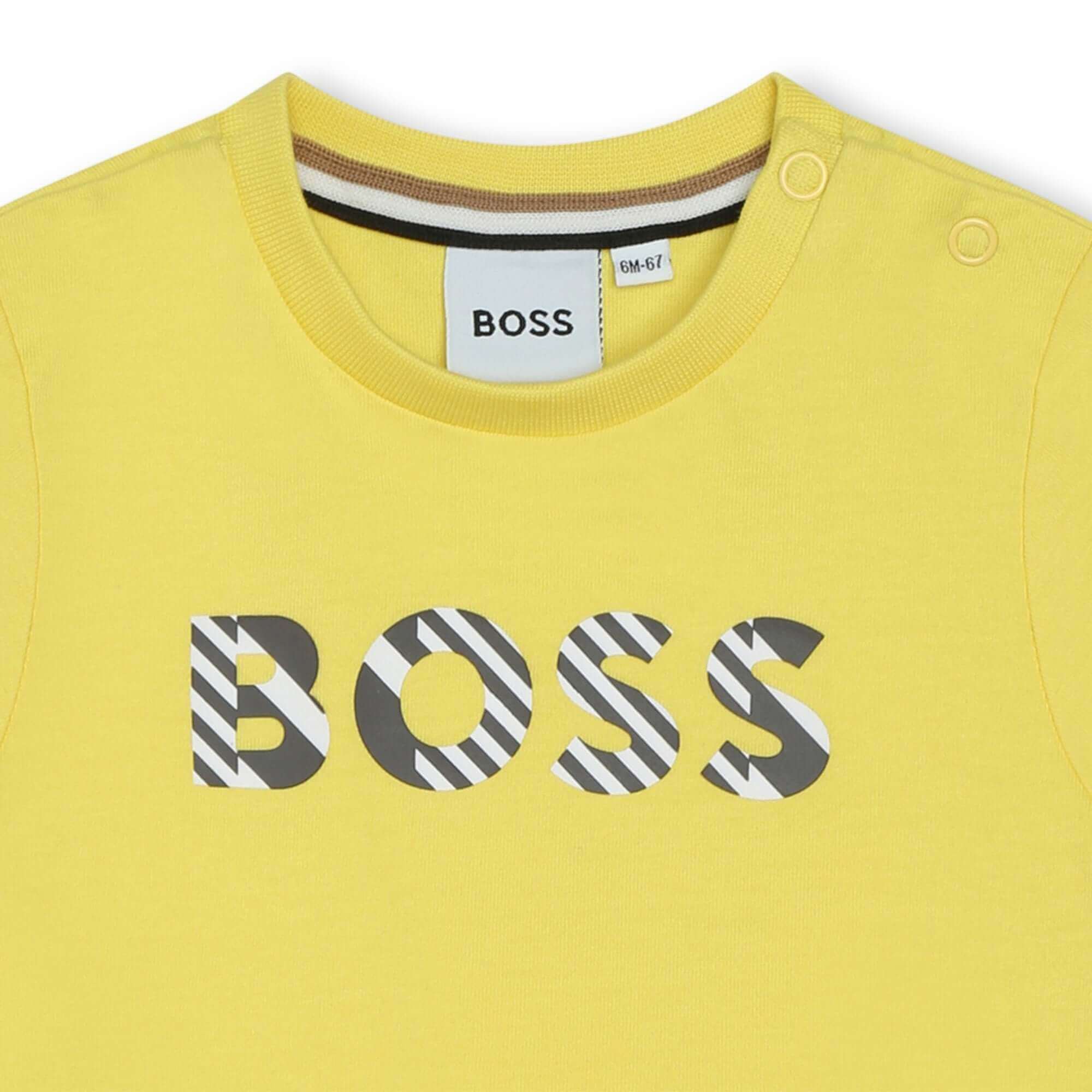 BOSS Baby Boys Yellow Short Logo Sleeve T-Shirt BOSS Baby Boys Yellow Short Logo Sleeve T-Shirt