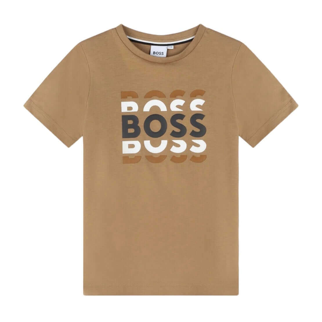 BOSS Boys Beige Logo Short Sleeve T-Shirt BOSS Boys Beige Logo Short Sleeve T-Shirt