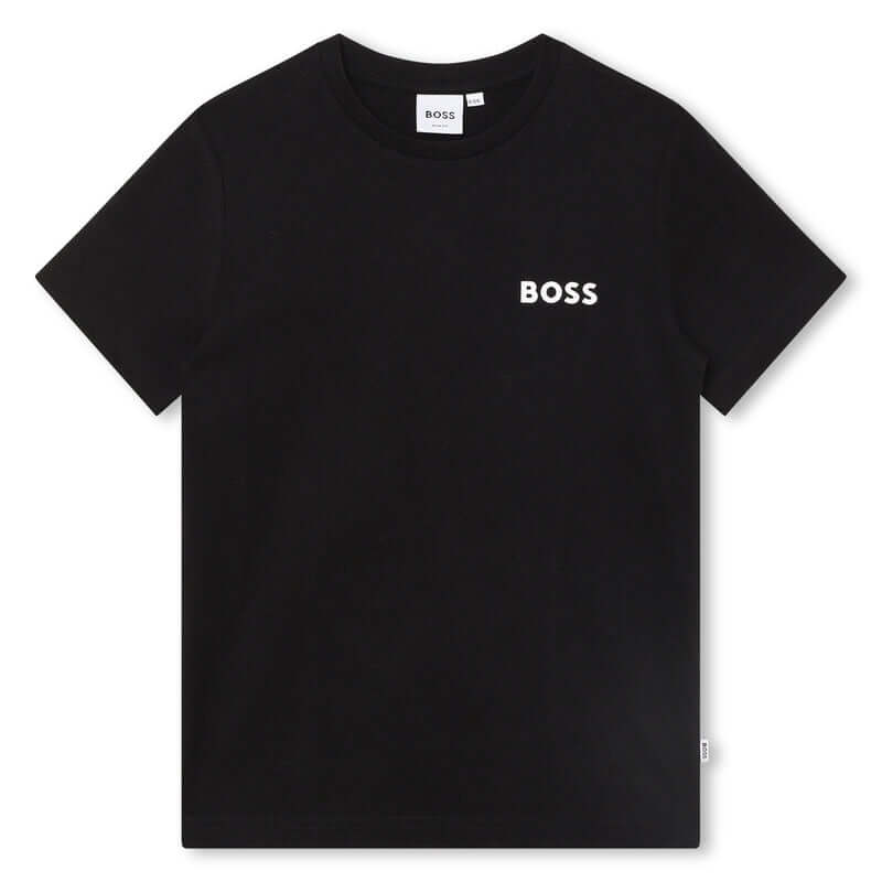 BOSS Boys Black Cotton Logo T-Shirt BOSS Boys Black Cotton Logo T-Shirt