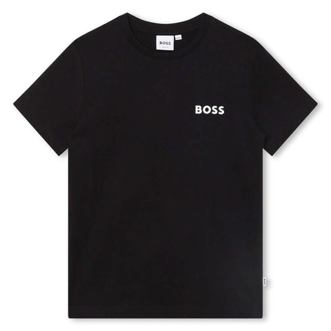 BOSS Boys Black Cotton Logo T-Shirt BOSS Boys Black Cotton Logo T-Shirt