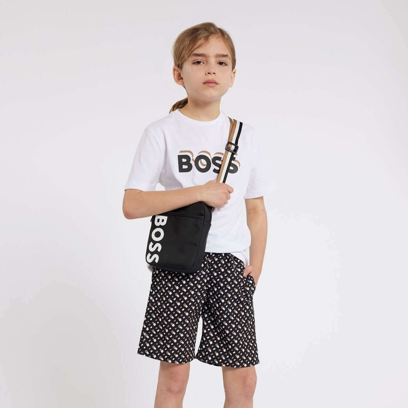 BOSS Boys Black Logo Shoulder Bag BOSS Boys Black Logo Shoulder Bag
