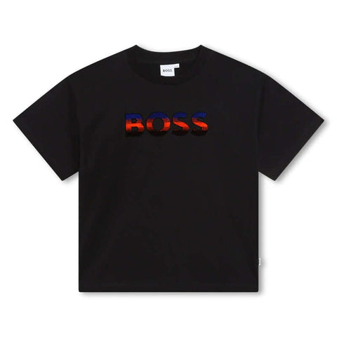 BOSS Boys Black Short Sleeve Cotton T-Shirt BOSS Boys Black Short Sleeve Cotton T-Shirt