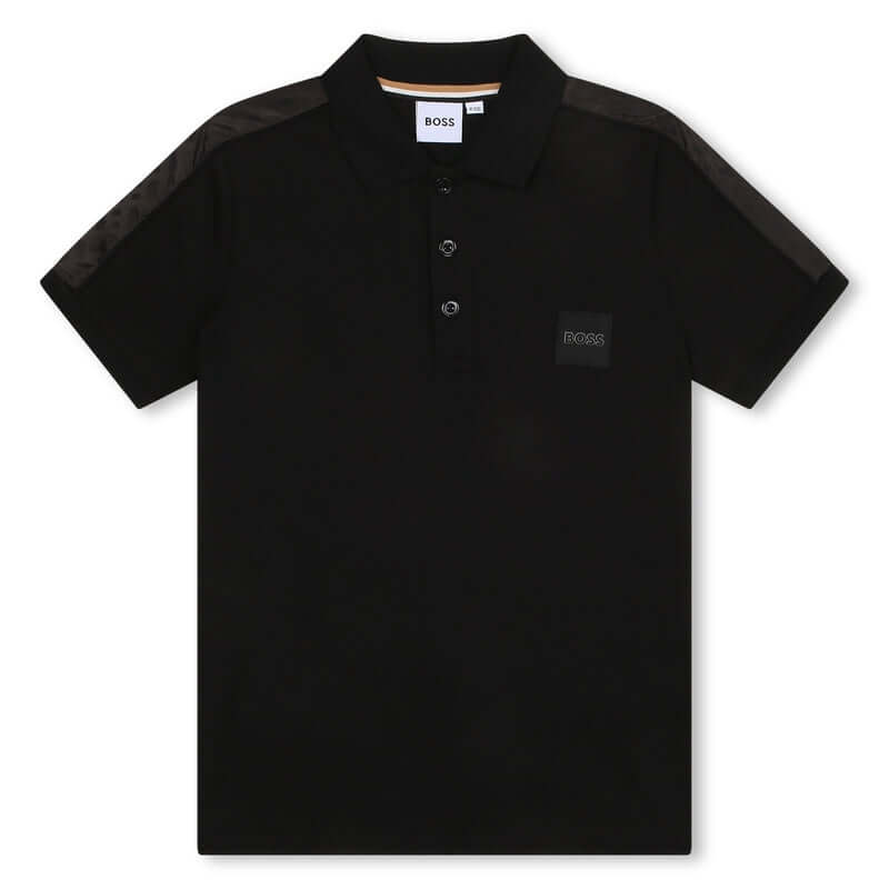 BOSS Boys Black Short Sleeve Monogram Polo T-Shirt BOSS Boys Black Short Sleeve Monogram Polo T-Shirt