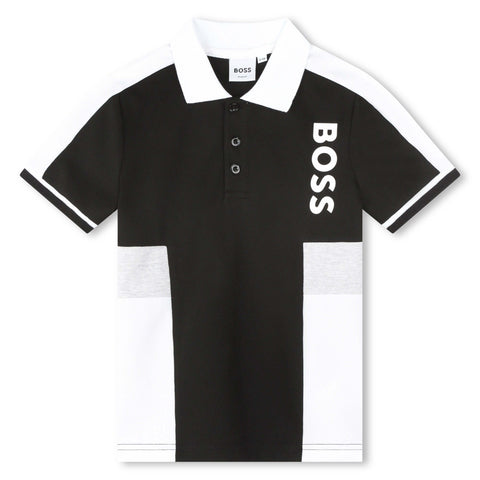 BOSS Boys Black Short Sleeve Polo BOSS Boys Black Short Sleeve Polo